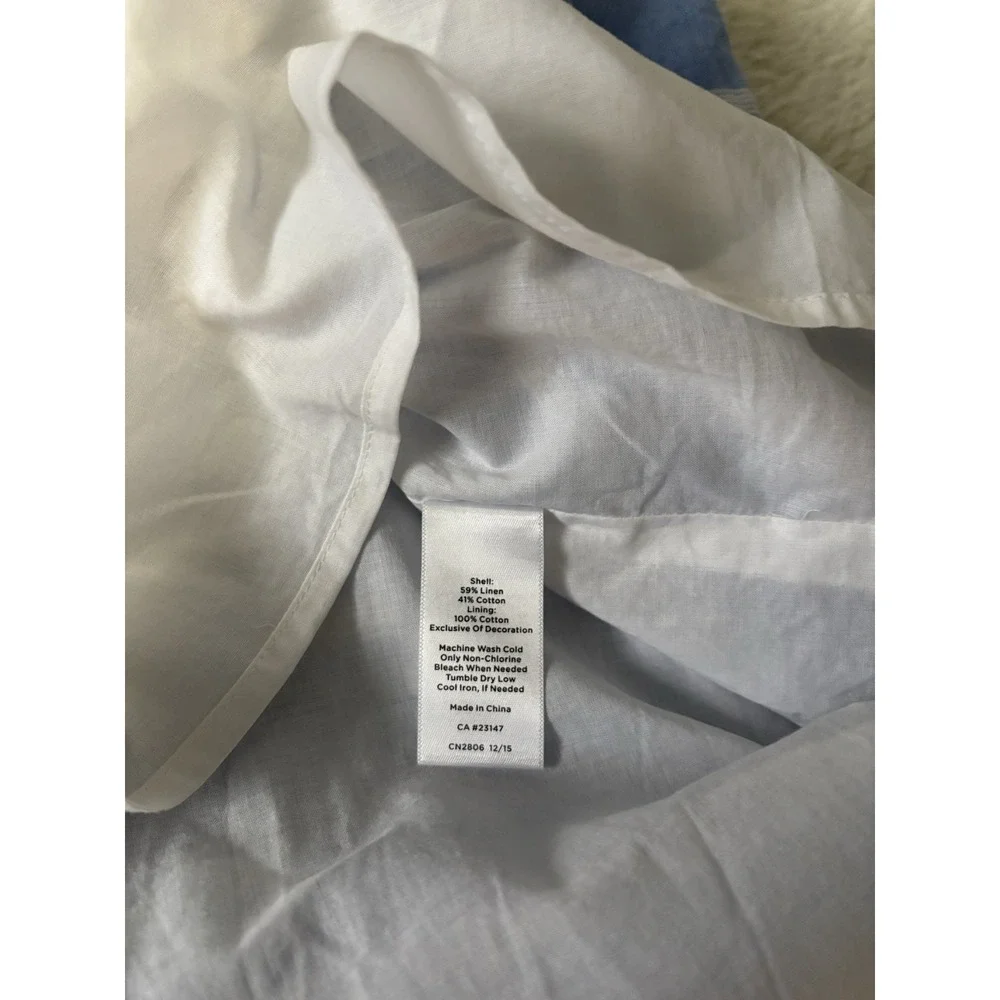 Talbots Linen‎ Blend Chambray Striped Shift Dress Size 6 Blue White Sleeveless